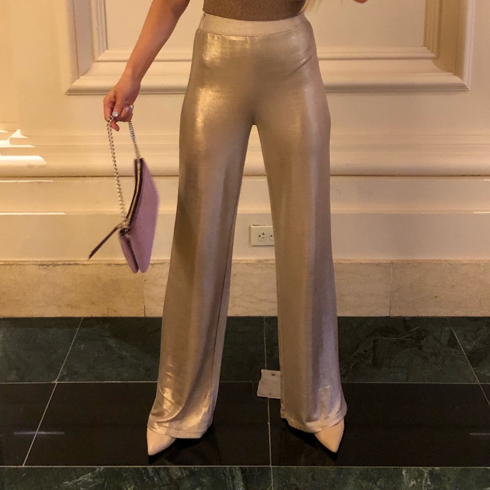 Gold Flowy Pants - Picture 2 of 3